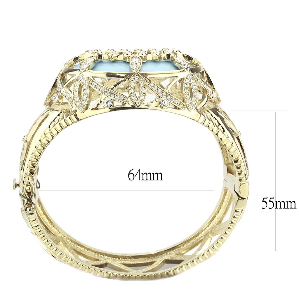 LO4348 - Gold Brass Bangle with Synthetic in Sea Blue-2