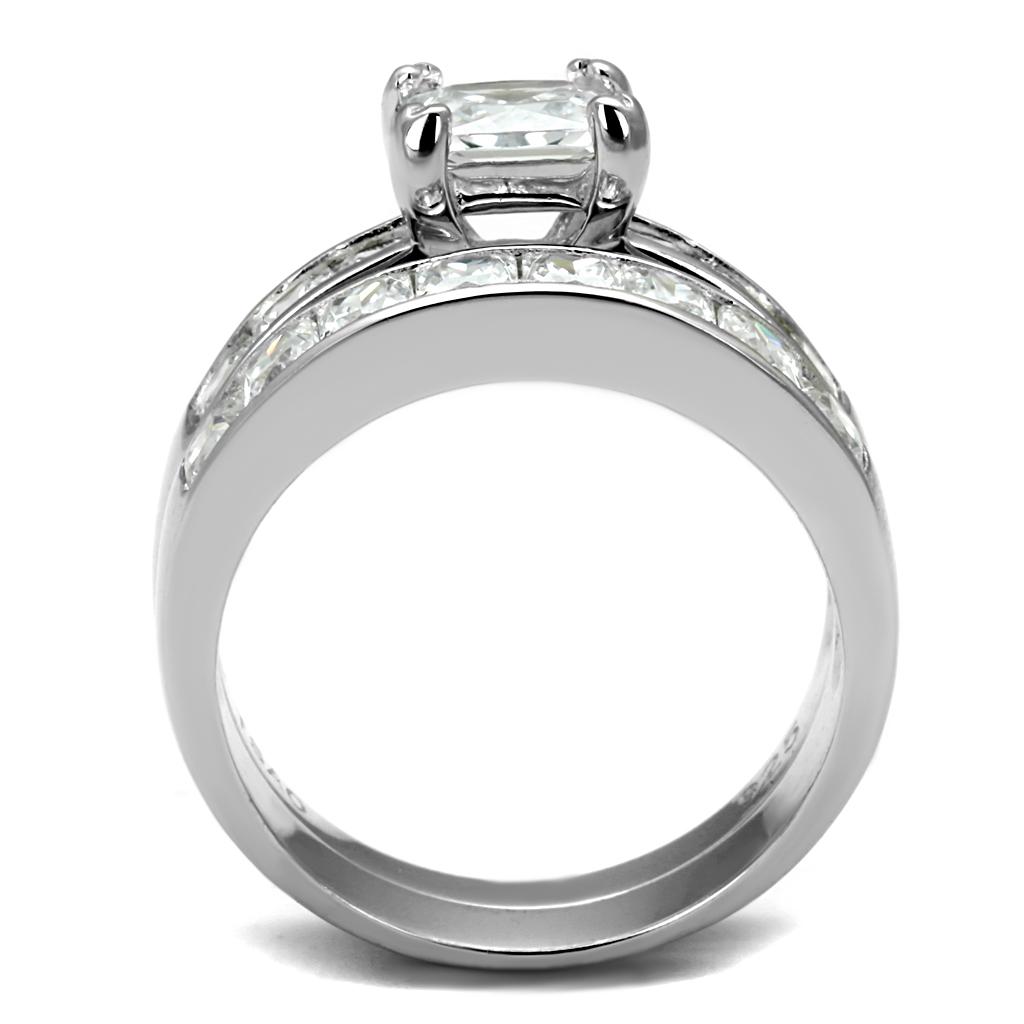TS520 - Rhodium 925 Sterling Silver Ring with AAA Grade CZ in Clear-2