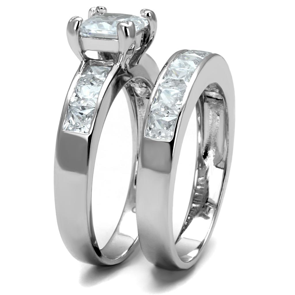 TS520 - Rhodium 925 Sterling Silver Ring with AAA Grade CZ in Clear-3