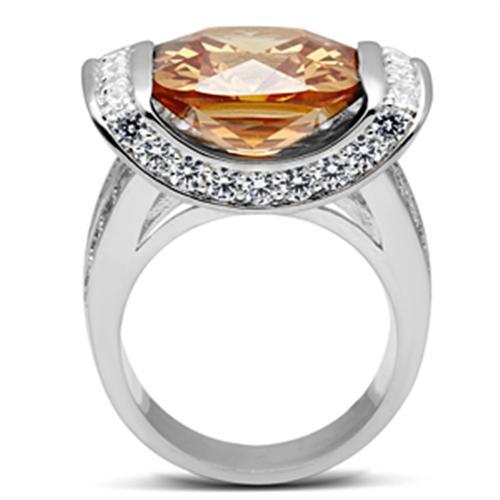 SS006 - Silver 925 Sterling Silver Ring with AAA Grade CZ in Champagne-2